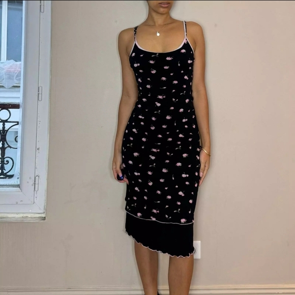 Vintage Italian Y2K Ditsy midi dress Coquette - Picture 5 of 8